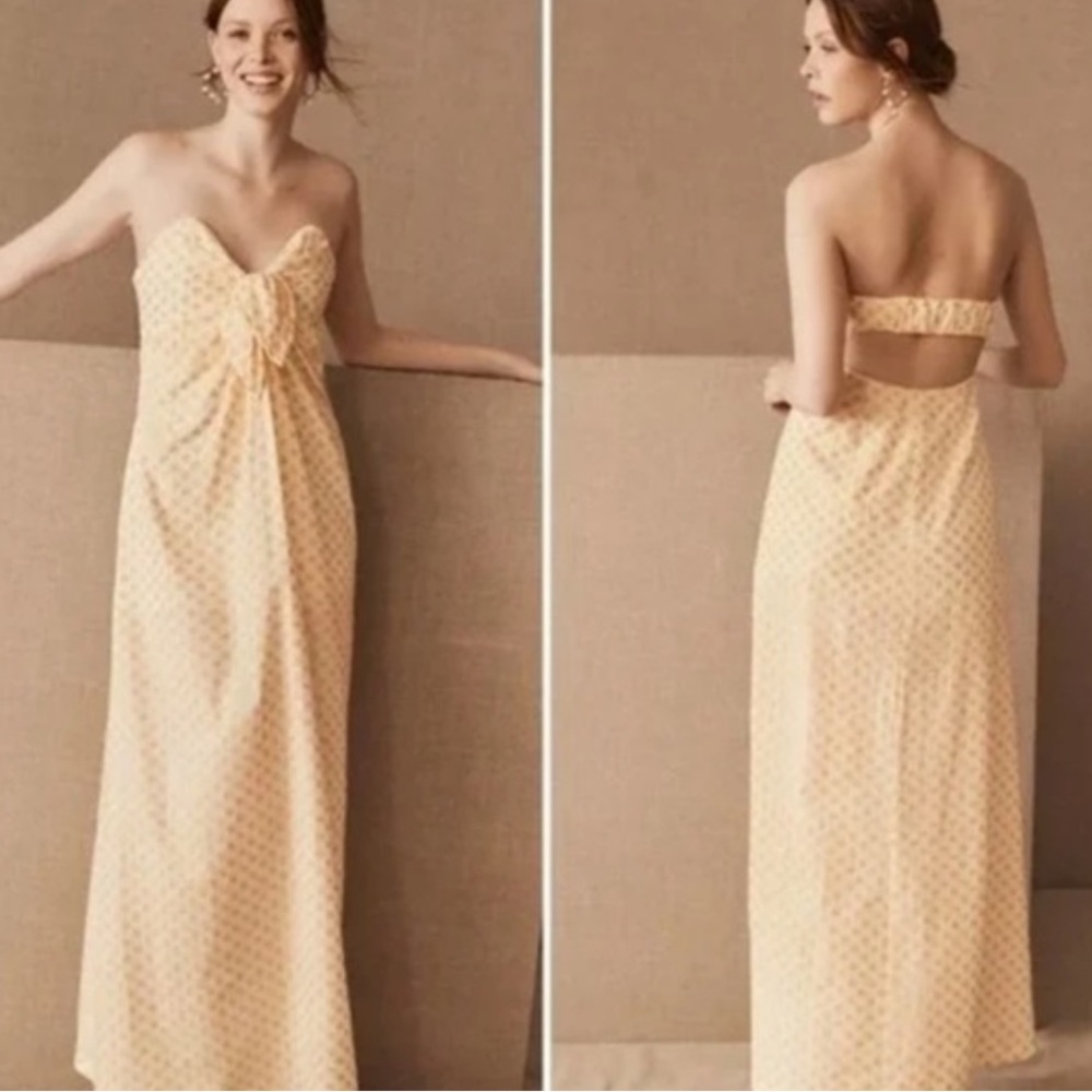 Significant Other Yellow floral embroidered maxi dress, Size 4